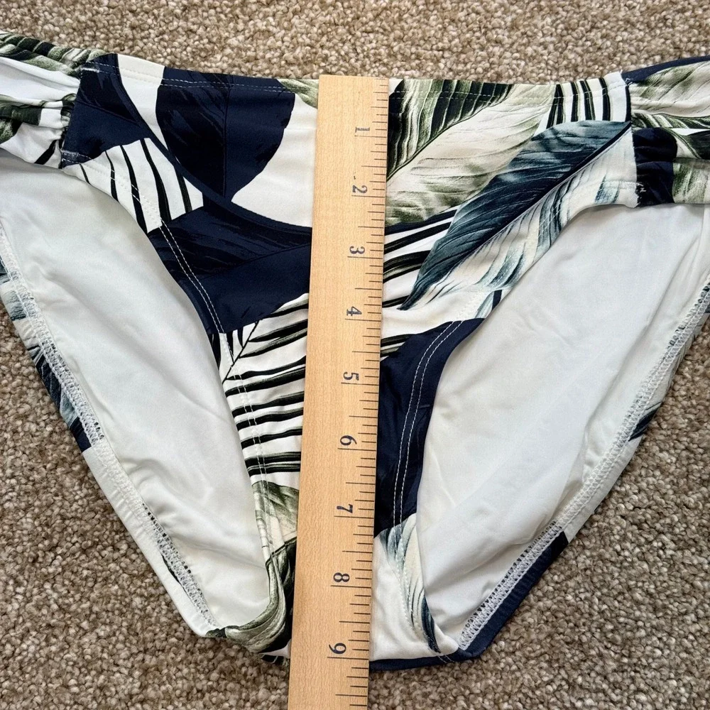 La Blanca Women Tropical Palm Leaf Hipster Bikini Bottom Blue Green 6 Swim NEW